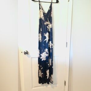 Floral Maxi Dress in Navy and White